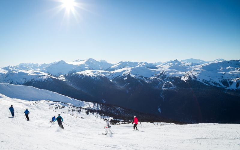 Skiers on a hill of Blackcomb, Whistler