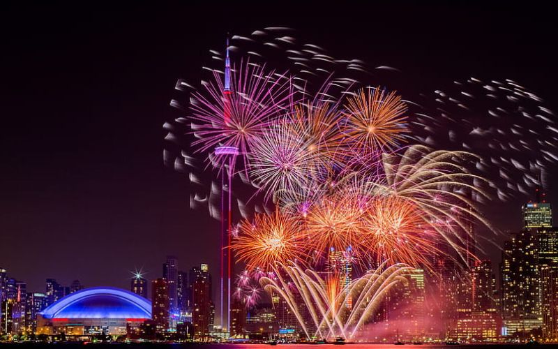 New year fireworks celebration at toronto Canada